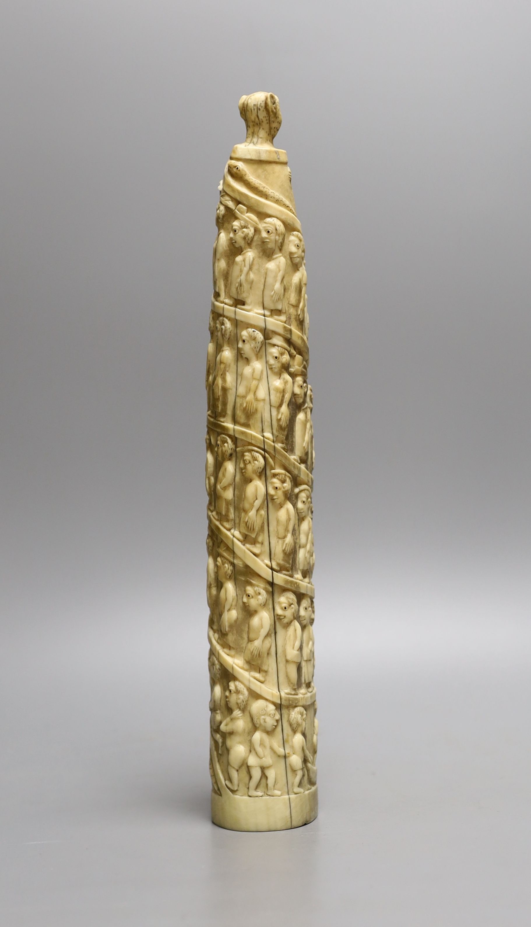 A 19th-century Luango carved ivory tusk, Democratic Republic of Congo - 34cm tall